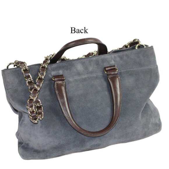 Kate Spade Wanderlust French Gray Suede Leather Chocolate Accent Shoulder Bag - Picture 5 of 12